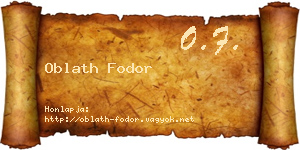 Oblath Fodor névjegykártya